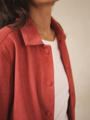 Eliza suede jacket - Raspberry
