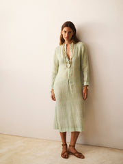 Elva gauze linen dress - Green stripe | NRBY Clothing