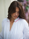 Esther cotton embroidered shirt - White / Pink