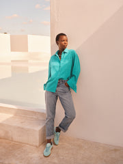 Elouise cotton double cloth shirt - Aqua