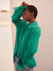Elouise cotton double cloth shirt - Sea Green | NRBY Clothing