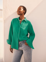 Elouise cotton double cloth shirt - Sea Green | NRBY Clothing