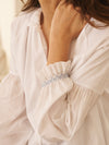 Esther cotton embroidered shirt - White / Blue