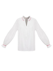 Esther cotton embroidered shirt - White / Pink