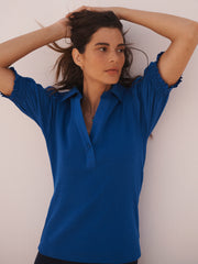 Evelyn jersey and cotton short sleeve shirt - Cobalt | NRBY Clothing