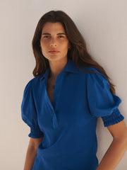 Evelyn jersey and cotton short sleeve shirt - Cobalt | NRBY Clothing