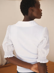 Evelyn jersey and cotton short sleeve shirt - White | NRBY Clothing