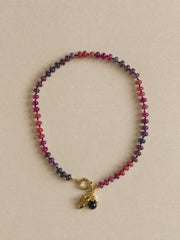 Gem Leaf and Bead Charm Necklace - Plum Noir | NRBY Clothing