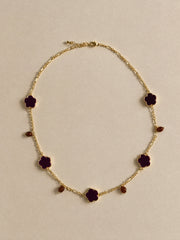 Enamel flower necklace - Plum Noir | NRBY Clothing