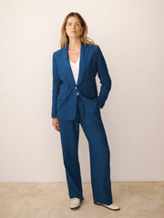 Peyton pleated linen trouser - Indigo