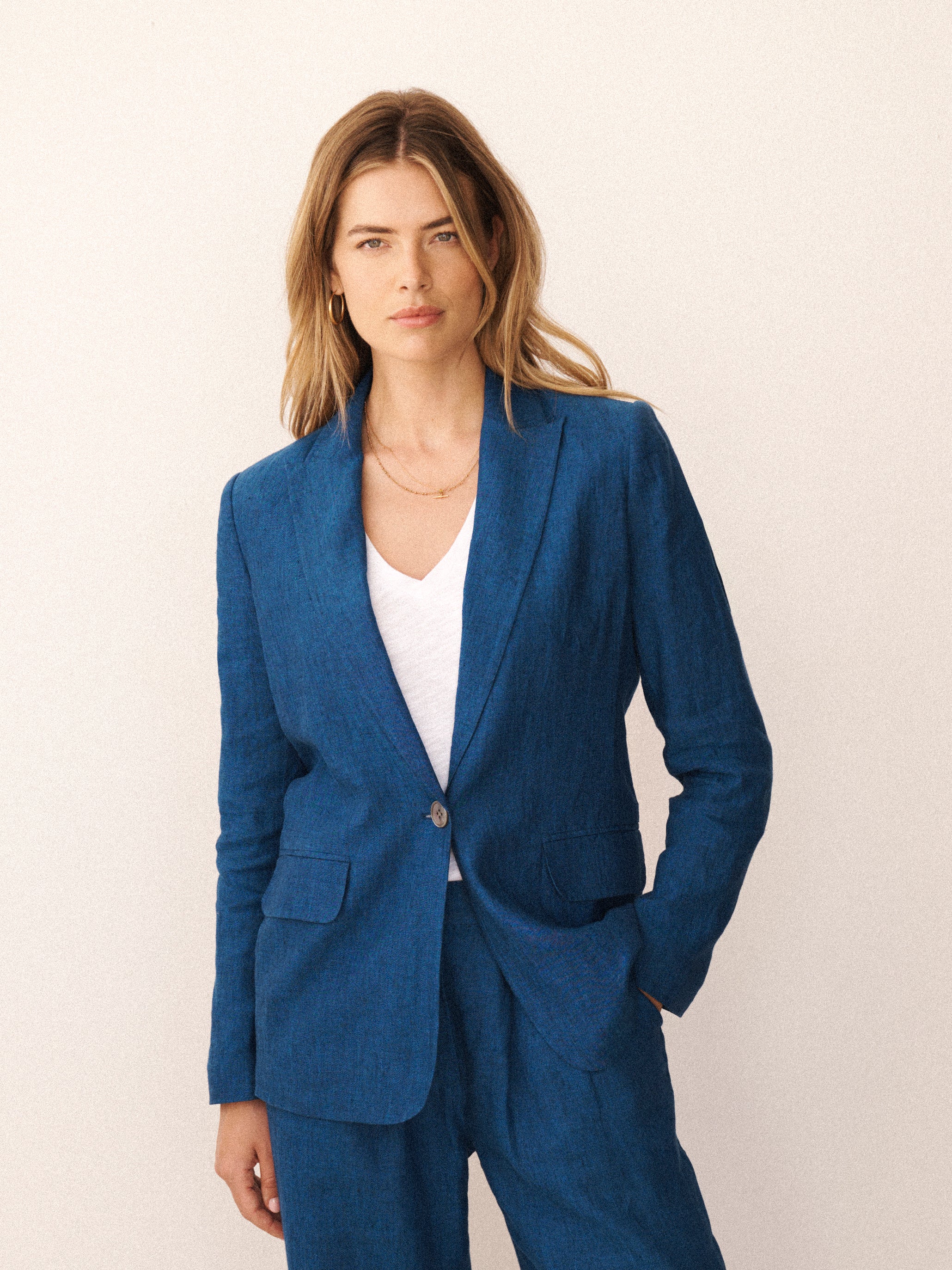 Freddie Linen Blazer Indigo| NRBY Clothing