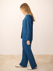 Peyton pleated linen trouser - Indigo