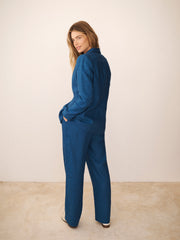 Peyton pleated linen trouser - Indigo