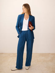 Peyton pleated linen trouser - Indigo