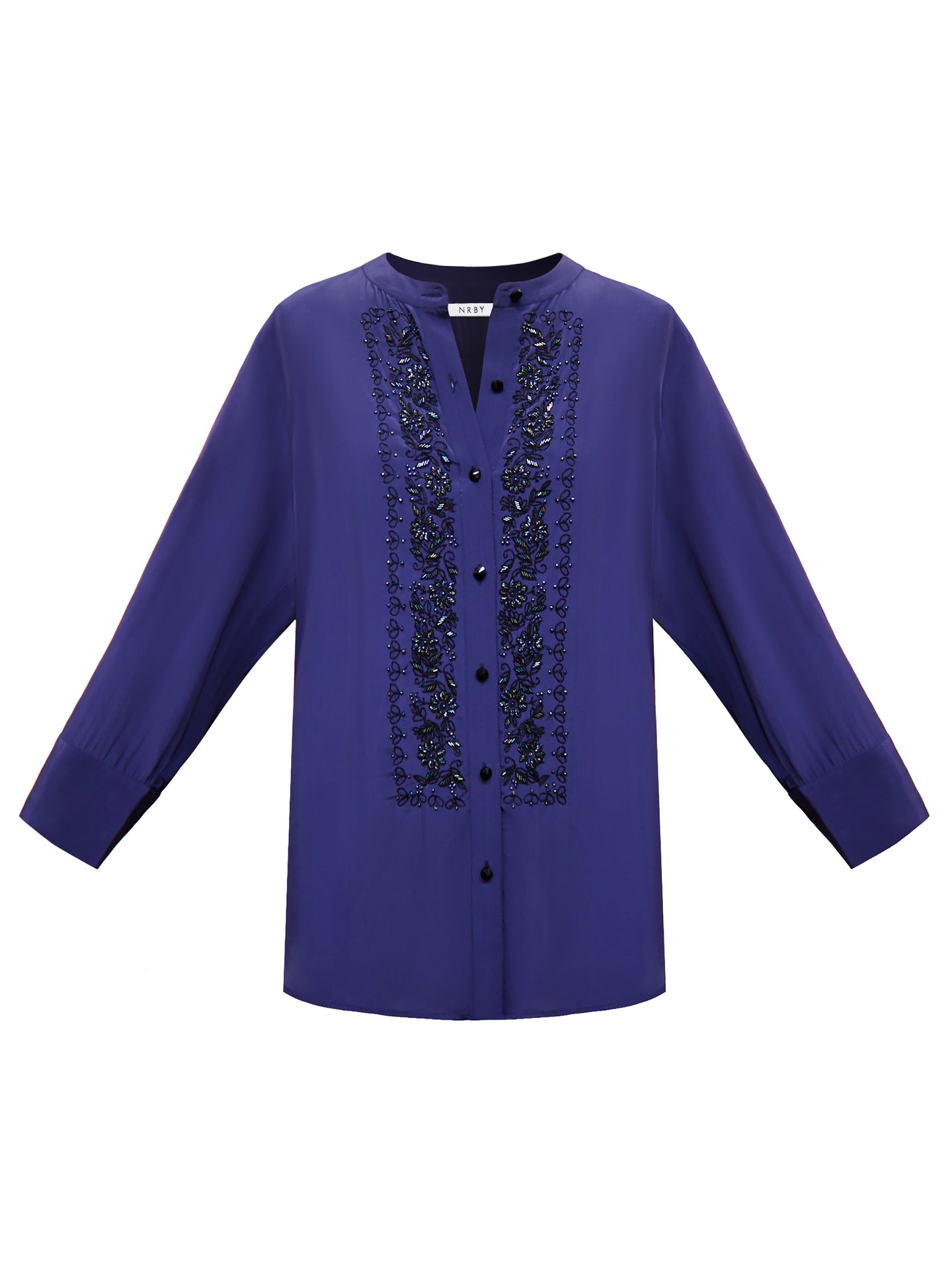 Flora Embroidered Shirt - Navy