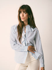 Harri silk stripe shirt - Azure & Ivory | NRBY Clothing