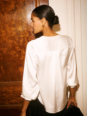 Hermione silk satin shirt - Ivory | NRBY Clothing