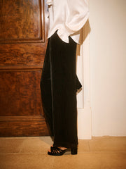Thea silk blend velvet pinstripe trouser - Black Pinstripe | NRBY Clothing
