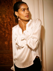 Hermione silk satin shirt - Ivory | NRBY Clothing