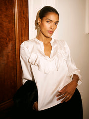Hermione silk satin shirt - Ivory | NRBY Clothing