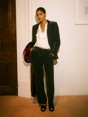 New May silk blend velvet pinstripe jacket - Black Pinstripe | NRBY Clothing