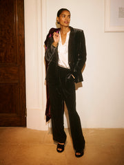 New May silk blend velvet pinstripe jacket - Black Pinstripe | NRBY Clothing