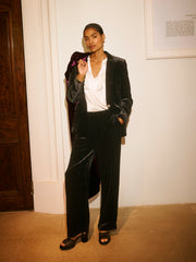 New May silk blend velvet pinstripe jacket - Black Pinstripe | NRBY Clothing