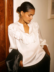 Hermione silk satin shirt - Ivory | NRBY Clothing