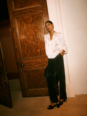 Hermione silk satin shirt - Ivory | NRBY Clothing