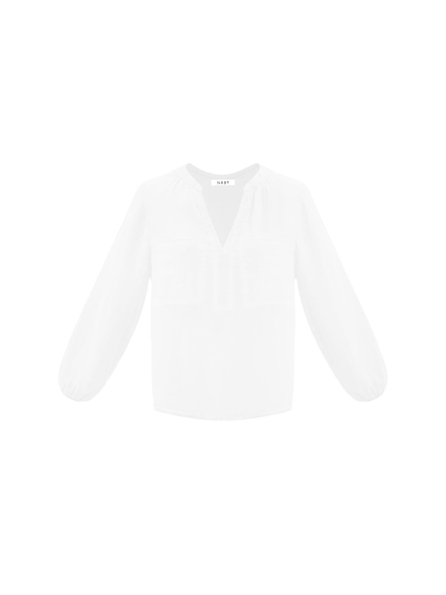 Alice gauze linen patch pocket shirt - White