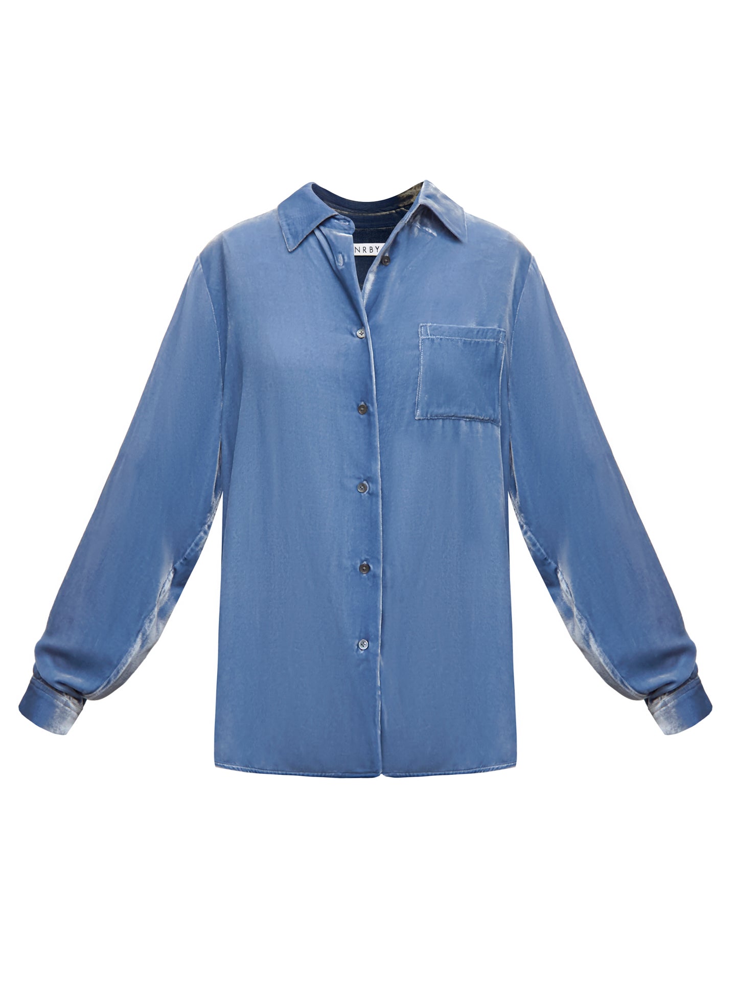 Chiara silk blend velvet shirt - Chambray Blue