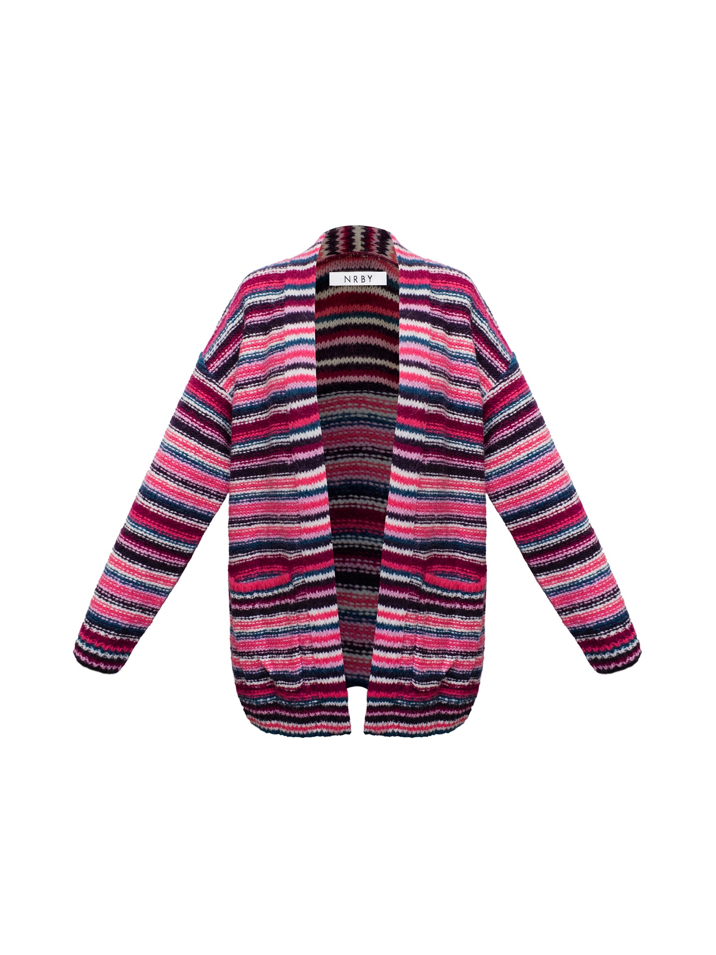 Melody alpaca blend stripe belted wrap cardigan - Multistripe