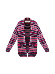 Melody alpaca blend stripe belted wrap cardigan - Multistripe