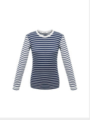 Billie two-tone cotton rib stripe t-shirt - Navy/White