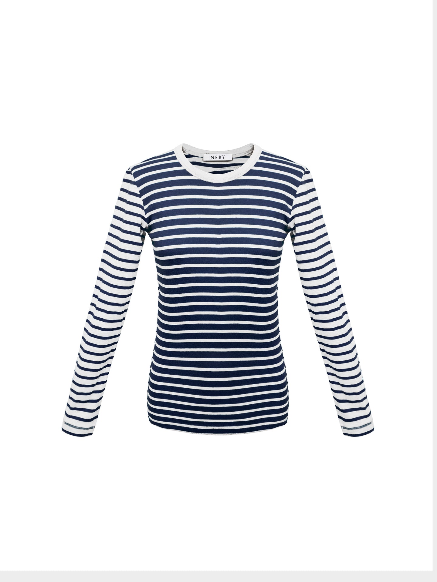 Billie two-tone cotton rib stripe t-shirt - Navy/White