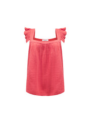 Arta cotton double cloth frill top - Geranium | NRBY Clothing