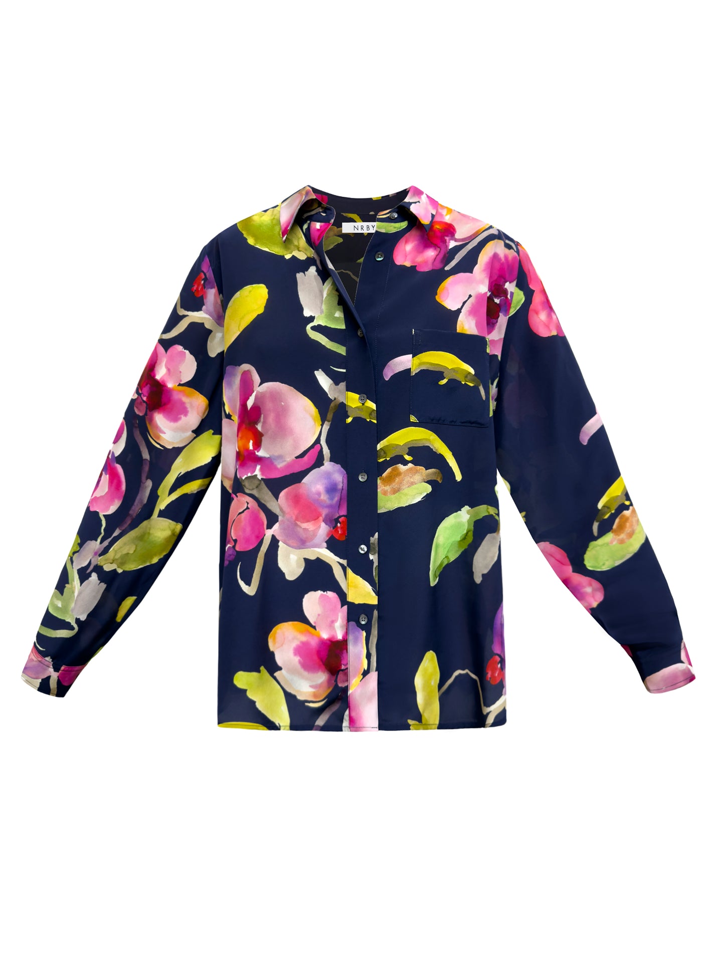 Chiara silk orchid print shirt