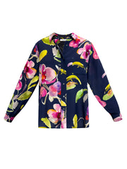 Chiara silk orchid print shirt