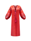 Petra linen embroidered dress - Geranium