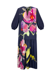 Ashlynn silk orchid print dress