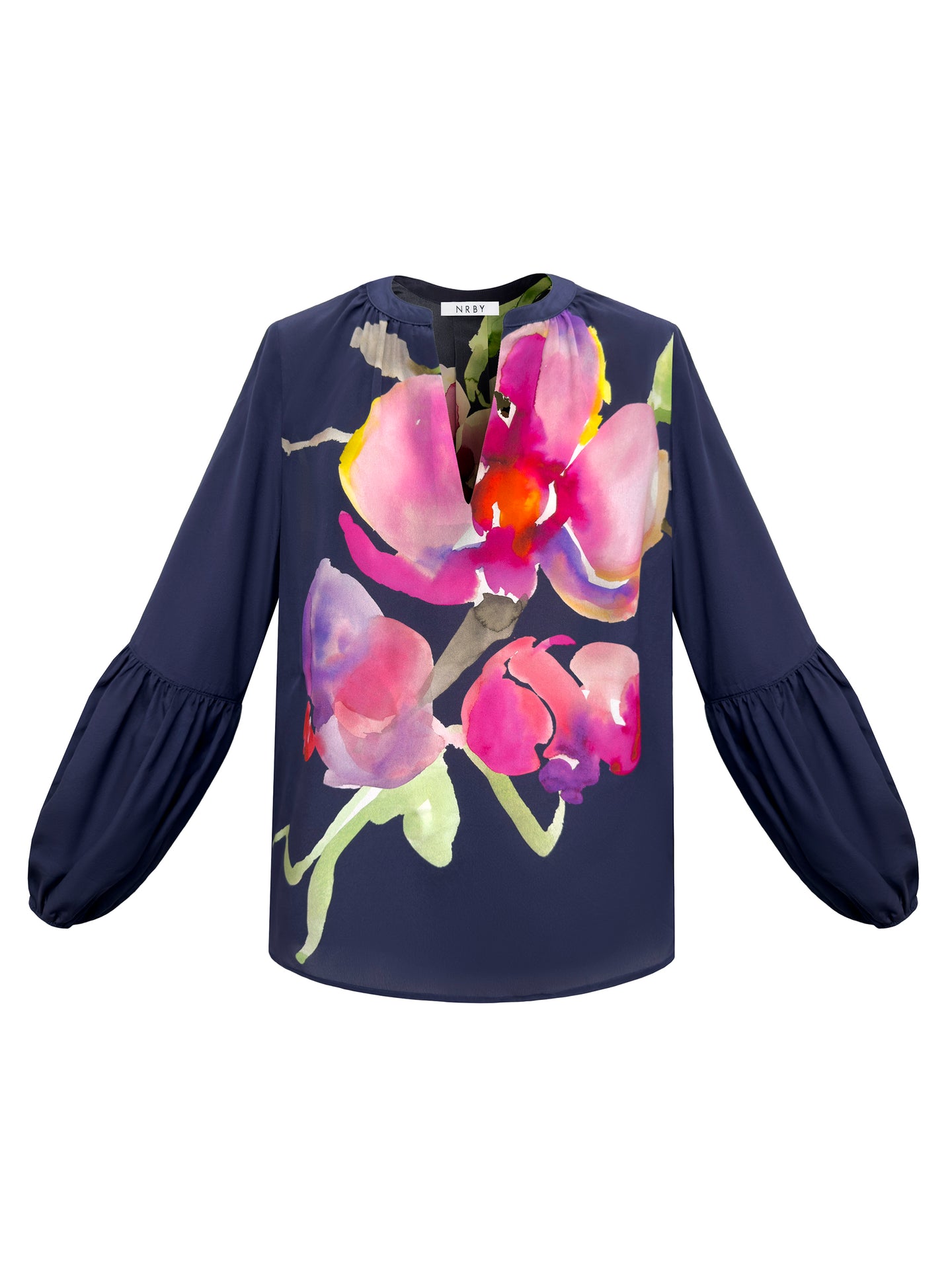 Oleta silk orchid print top