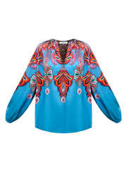 Parker silk satin paisley printed top