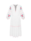 Leonie cotton seersucker embroidered dress - White