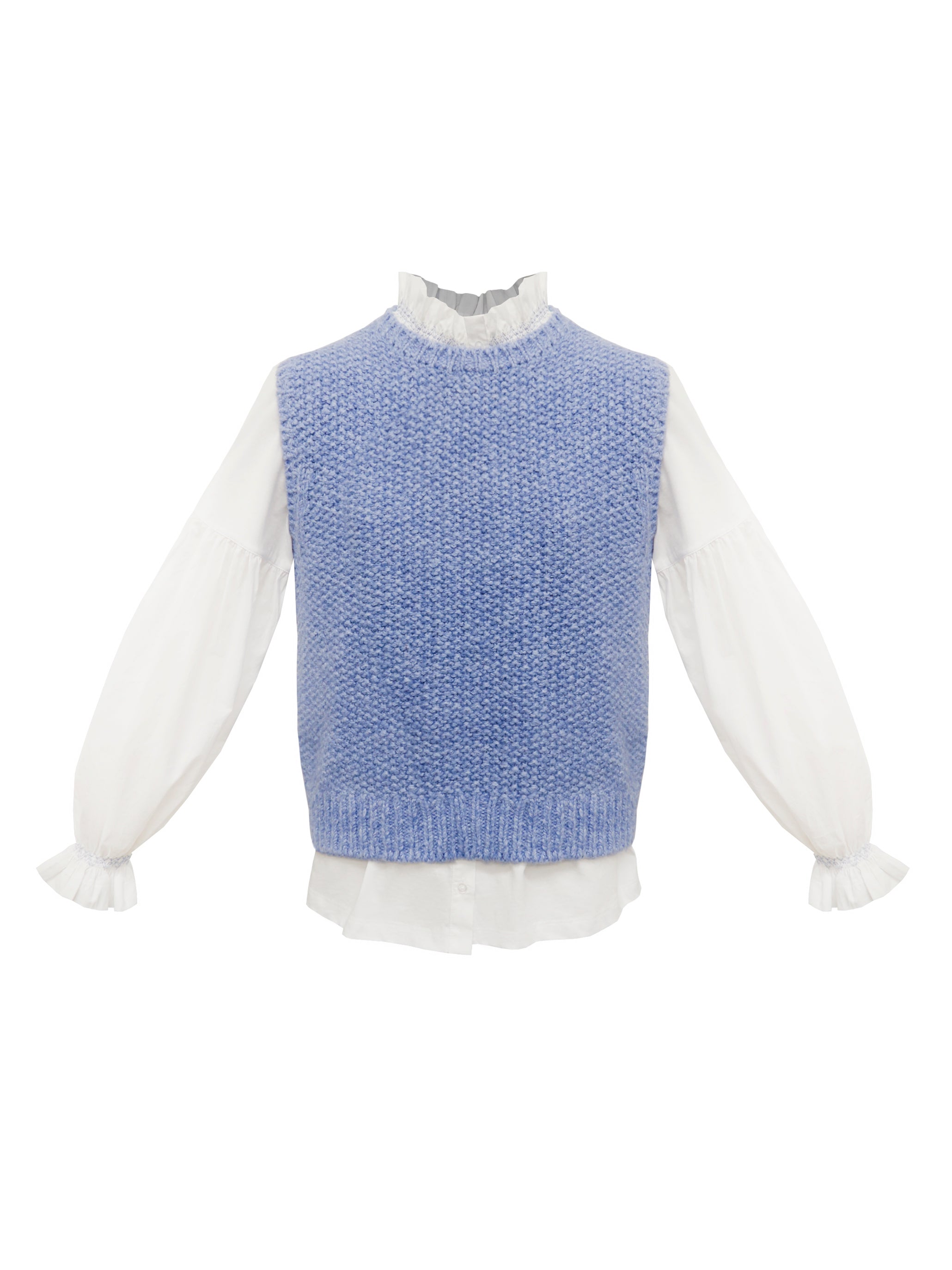 Mariah Alpaca Blend Moss Stitch Tank in Heathered Blue