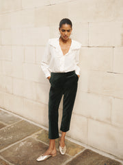 Velvet Blazer & Velvet Cigarette Pant Suit - Forest