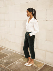 Velvet Blazer & Velvet Cigarette Pant Suit - Forest