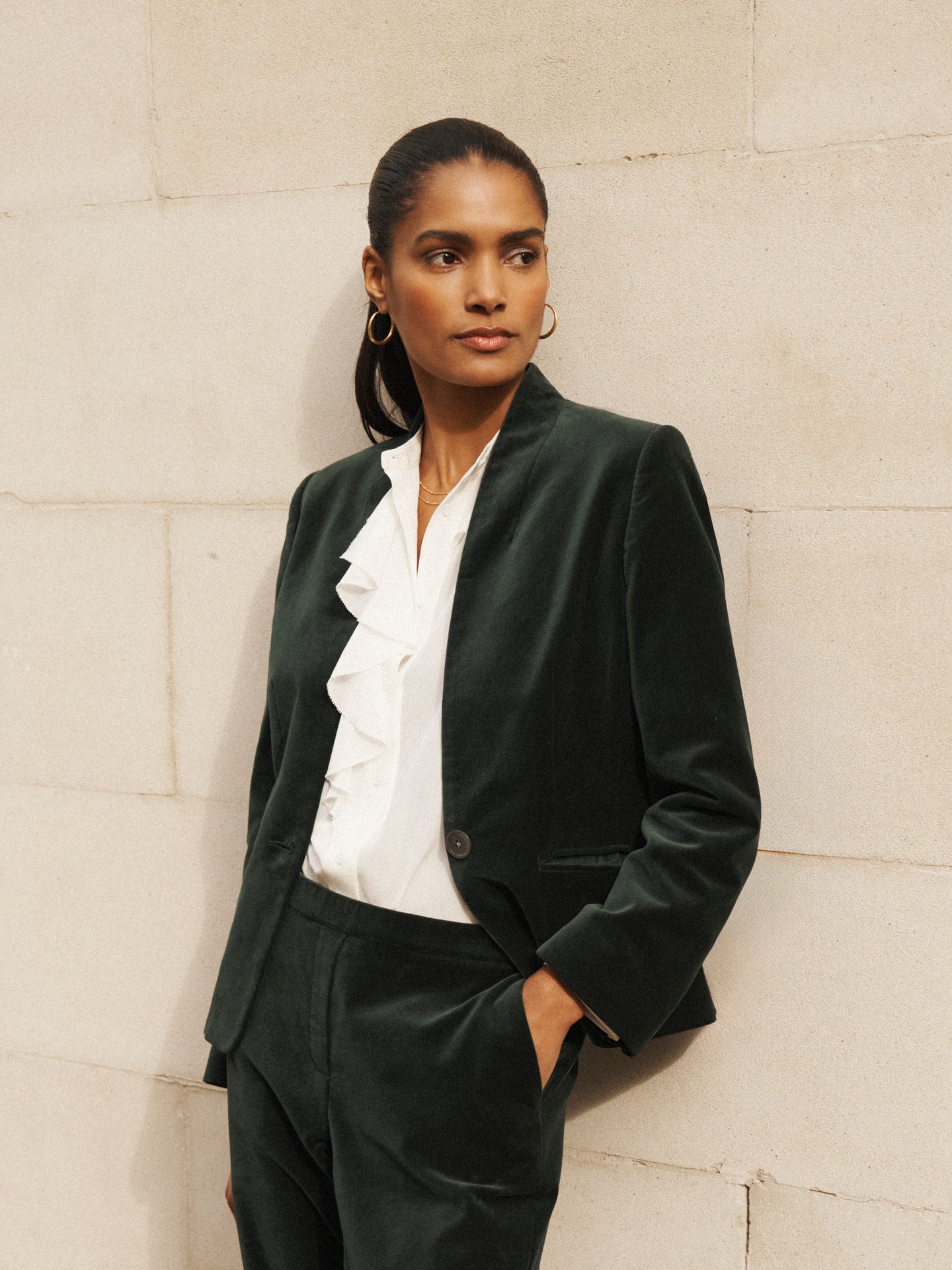 Jay cotton velvet jacket - Forest Green