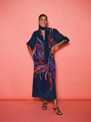 Ines silk firework print maxi dress