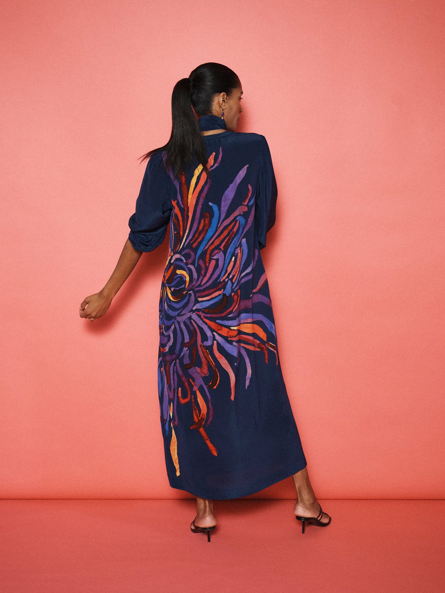 Ines silk firework print maxi dress