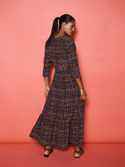 Avery silk tweed print maxi dress